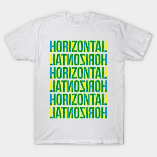 Horizontal Typography Stack (Blue Yellow Green) T-Shirt